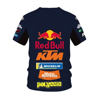 RED BULL Ktm T恤上衣夏季休閒圓領大碼S-5XL汽車俱樂部男士運動紅牛T恤摩托車隊騎行短袖運動外套