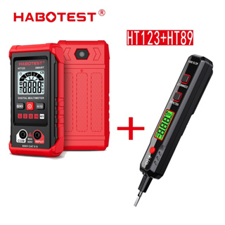 Habotest HT123數字萬用表+HT89交流電壓檢測儀、數字萬用表DC/AC智能萬用表/電阻/連續檢測/蜂鳴器/