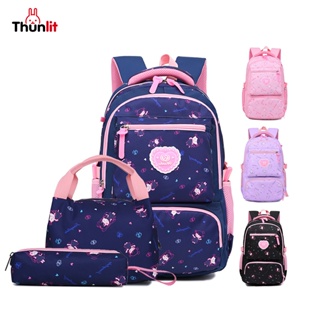 Thunlit 青少年背包3 件套 2024 年新款女孩 藍色粉色紫色黑色大容量書包適合少女