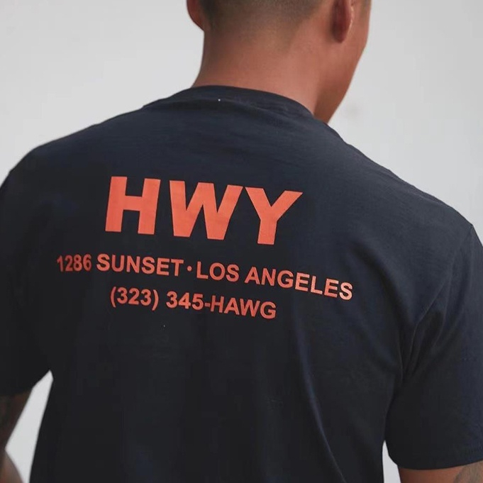 100% ready stock HWY LA美式改裝大牌機車chopper哈雷街頭滑板中性短袖T恤