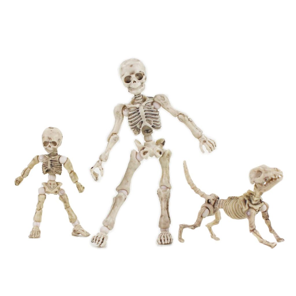 先生 Bones 可愛設計迷你姿勢骨架模型裝飾帶狗迷你可動人偶兒童玩具收藏品