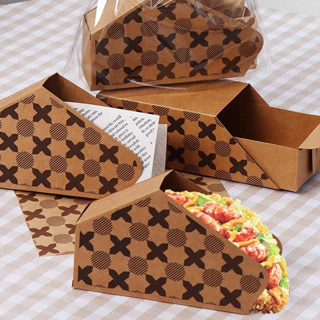 【現貨】【三明治包裝盒】TACO 塔可盒 莫斯科雞肉卷 脆皮玉米餅 三明治 薄餅 食品包裝 一次性紙盒