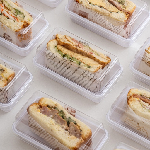 【現貨】【三明治包裝盒】網紅三明治 包裝盒 三文治 甜品 吐司 切片 麵包盒子 便當 打包盒 透明 商用