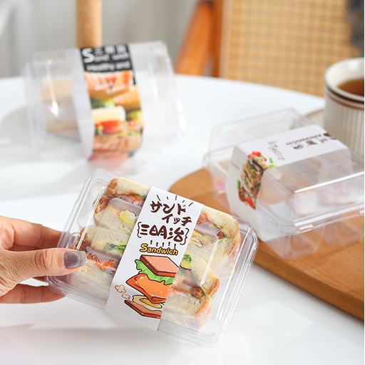 【現貨】【三明治包裝盒】三明治包裝盒 雙拼 隔層 一次性 透明 麵包 吐司 蛋糕卷 天地蓋 打包 包裝盒