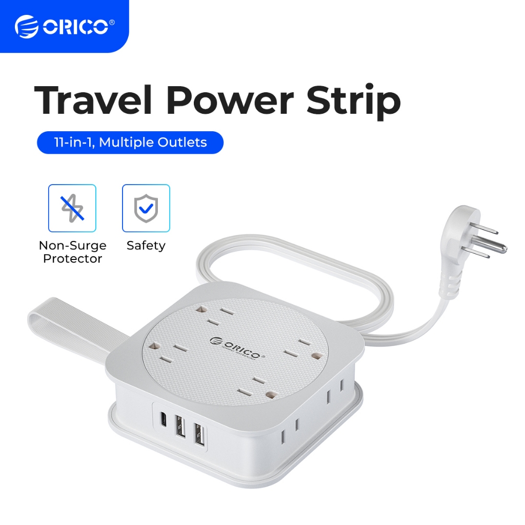 Orico 旅行電源板帶 USB 端口,延長線,帶 3 個 USB 8AC，4英尺包裝，旅行必備 AP1