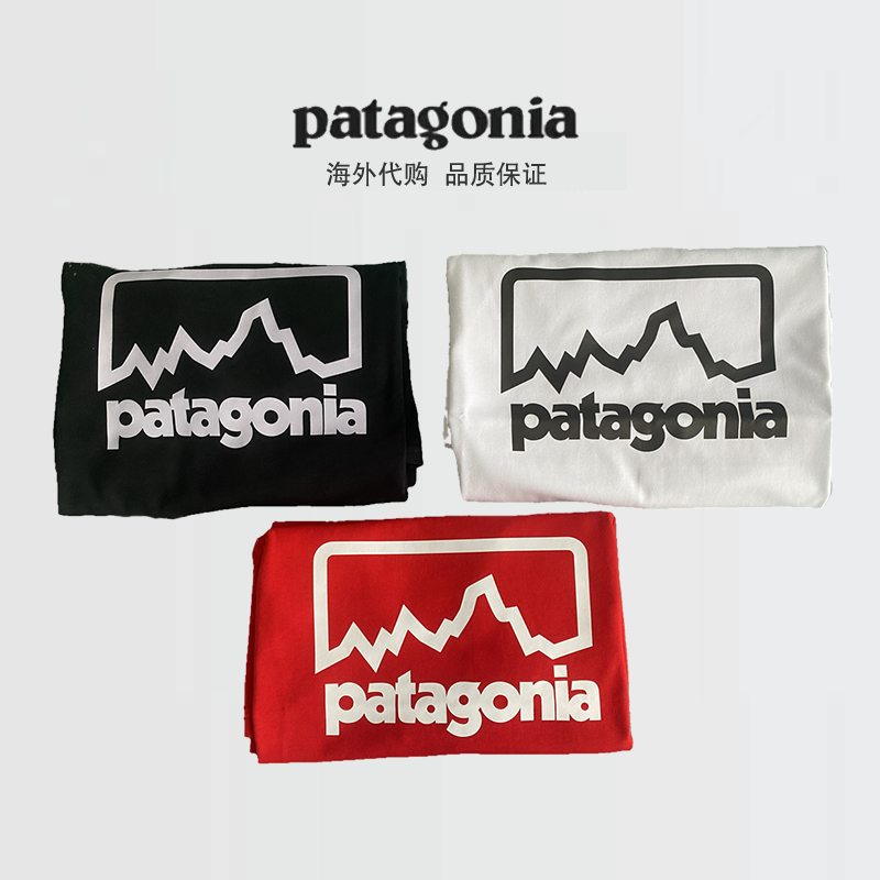 Patagonia巴塔哥尼亞經典復古山標誌印花夏季男女圓領t恤短袖