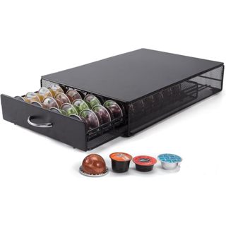 咖啡包架儲物抽屜相容 Nespresso 和 Nespresso Vertuo 膠囊,咖啡機支架,Pod 抽屜分配器,4