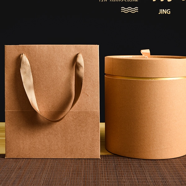 【客製化】【茶葉包裝盒】牛皮紙 大桶 通用 紅綠散茶 普洱茶葉罐 圓紙罐 包裝 禮品盒 空盒 訂製logo