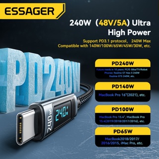SAMSUNG XIAOMI Essager 240W USB Type-C 轉 USB C 線 PD 3.1 快速充電