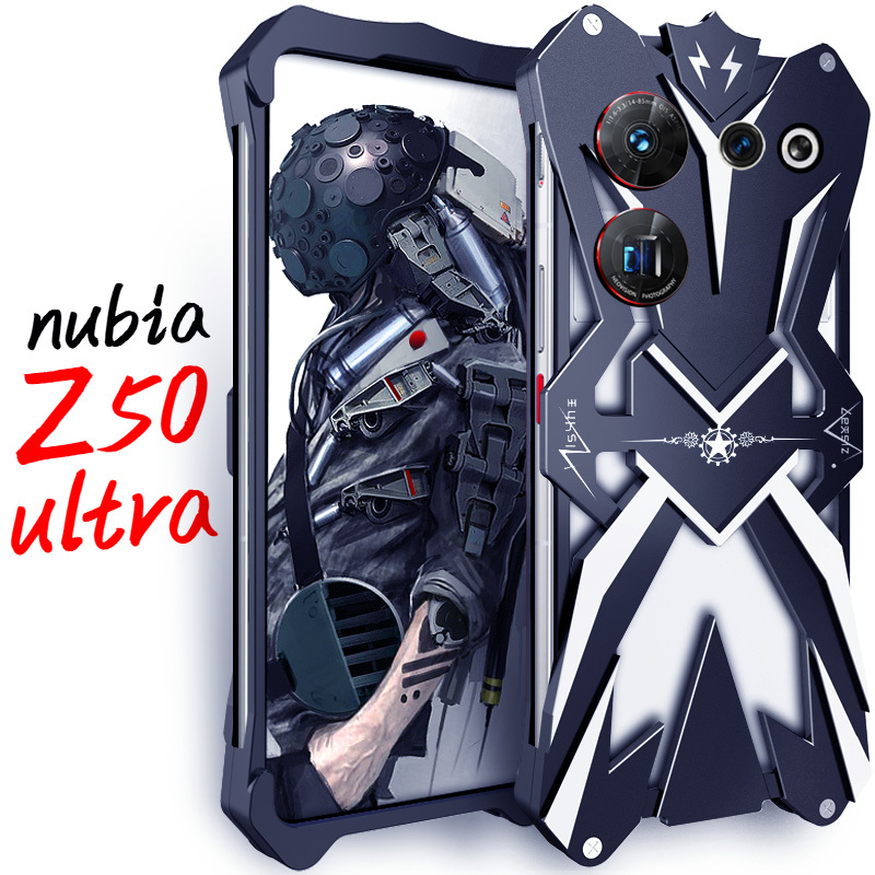 Zimon For Nubia Z50 Ultra金屬殼保護手機殼Z50S Pro鋁合金保險槓Z50硬背手機殼防震防摔時