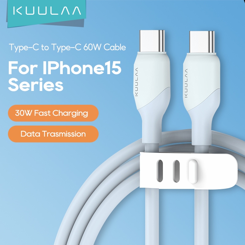 KUULAA MFI C-C 60W C型電纜PD4.0 QC4.0快速充電Type-C數據線適用於安卓蘋果15系列