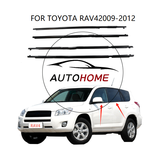 1set 用於豐田 RAV4 2009 2010 2011 2012 的窗外成型裝飾密封帶,密封條窗外防風雨密封