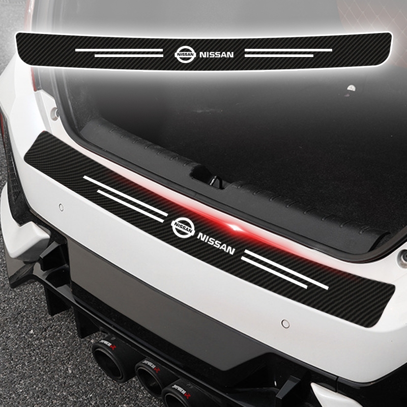 NISSAN 1 件碳纖維汽車後備箱保護貼紙汽車標誌後保險槓裝飾條貼紙適用於日產 Juke Tiida Teana GT