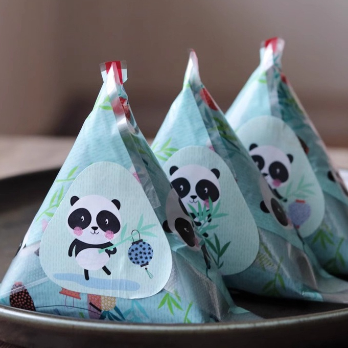【現貨】【飯糰包裝】中國風 熊貓圖案 三角飯糰 包裝袋 便攜 飯糰袋 含海苔 可微波爐 加熱