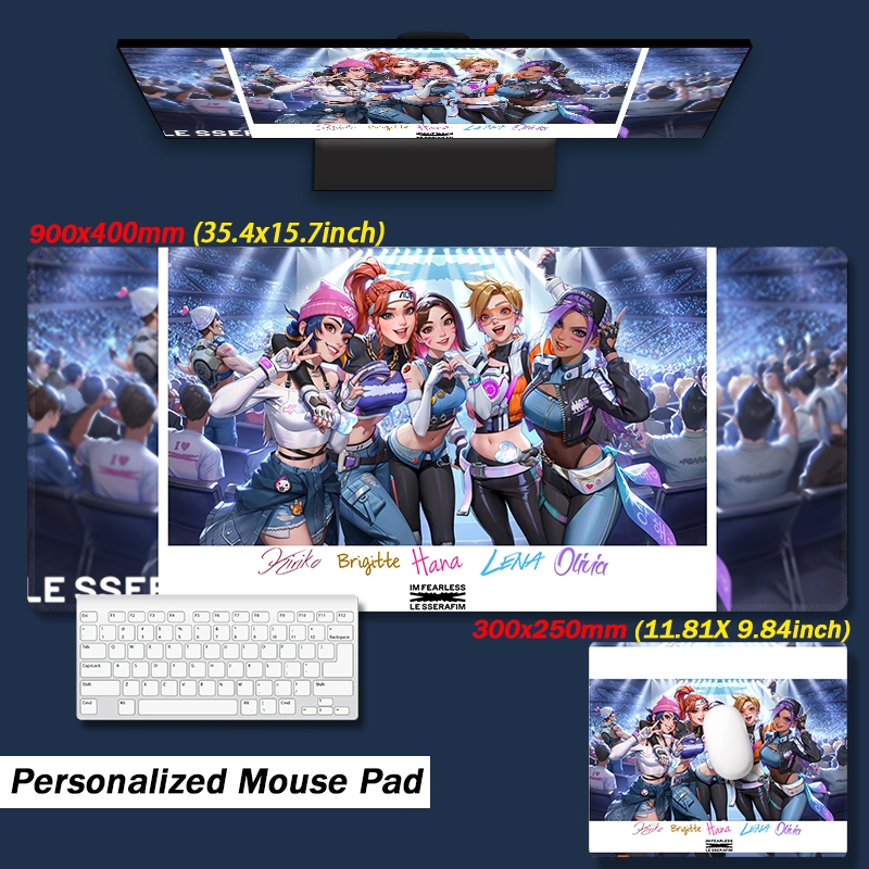女團 LE SSERAFIM x OVERWATCH 2 滑鼠墊 | 桌墊 | 900x400mm | 客製化滑鼠墊