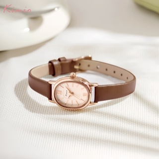KIMIO 新款真皮錶帶防水優雅橢圓形女士手錶 K6550S 1年保固手錶