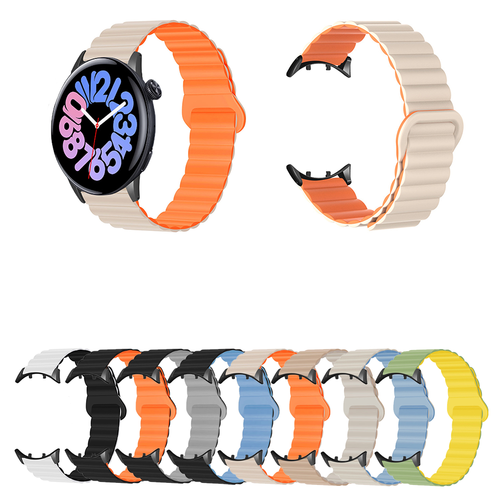 適用於 oppo vivo watch 3 手錶錶帶 迴環拼色 矽膠磁吸替換錶帶 運動錶帶 反扣防滑落多色可選星光色