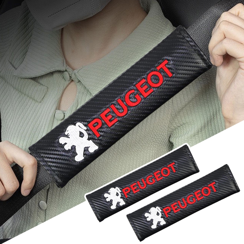 PEUGEOT 1 件汽車肩墊汽車安全安全帶保護套刺繡標誌標致 206 207 208 306 307 308 407