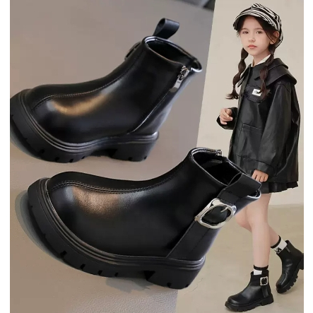女童刷毛馬丁靴2023秋冬新款韓版時尚中兒童男童靴兒童潮款短靴潮