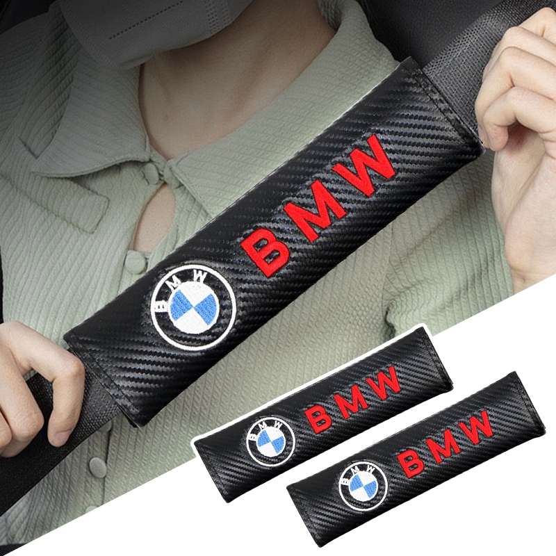 BMW 1 件裝汽車安全帶墊黑色碳纖維肩帶蓋汽車配件適用於寶馬 E61 E90 E82 E70 E71 E87 E88