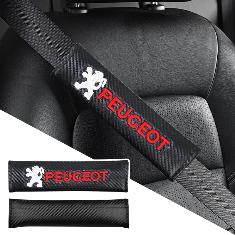 PEUGEOT 1 件汽車肩墊汽車安全安全帶保護套刺繡標誌標致 206 207 208 306 307 308 407