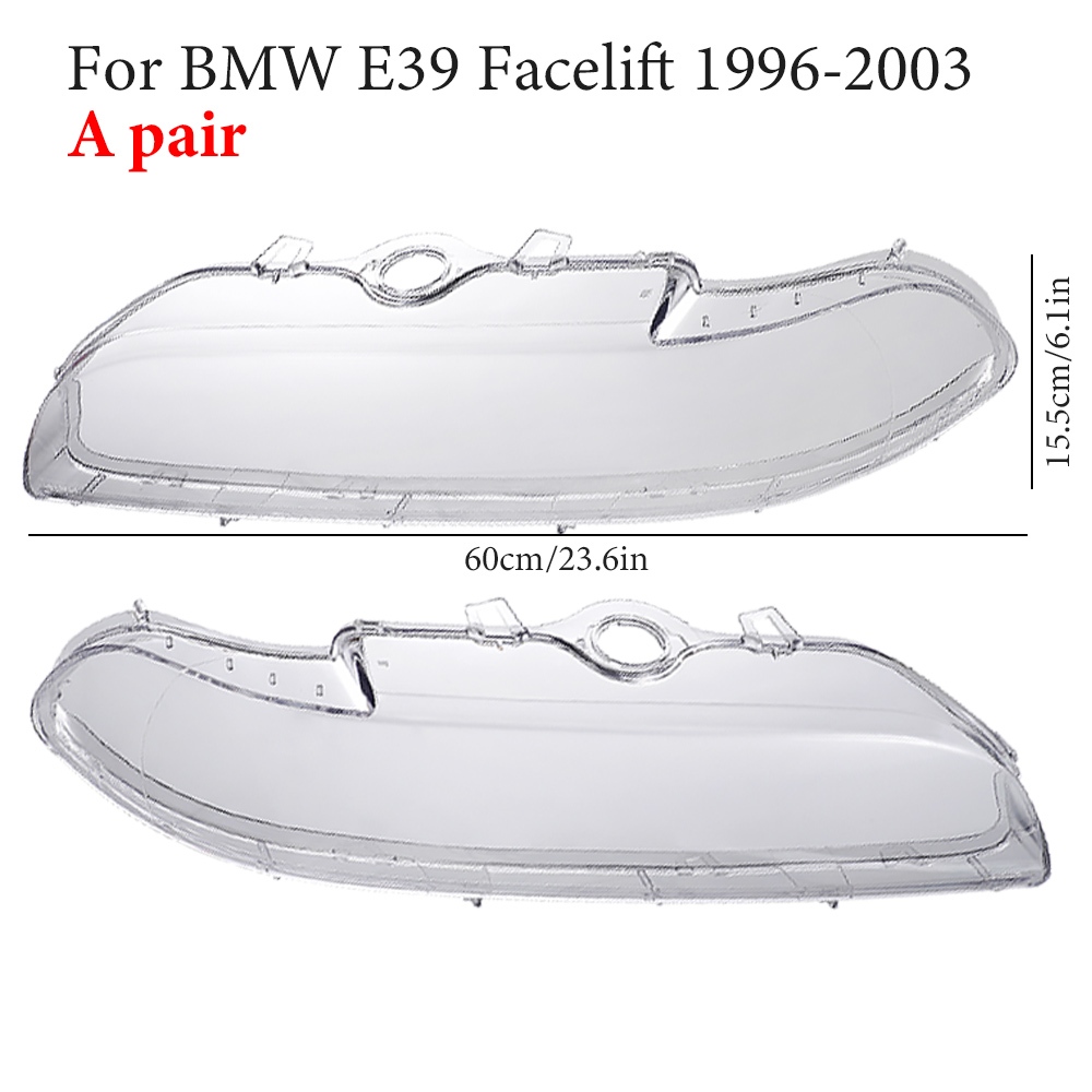 BMW 2x 大燈罩殼大燈玻璃透鏡大燈透鏡適用於寶馬 E39 改款 1996-2003 63128375301 6312