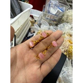 冰種粉貓眼玉髓蛋面戒指女925純銀花邊鑲嵌鋯石指環復古氣質