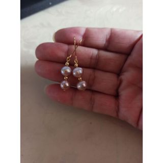 非常美麗的 AAA 7-8MM8-9mm 9-10MM 真正天然南海紫色珍珠耳環 14K 填充金