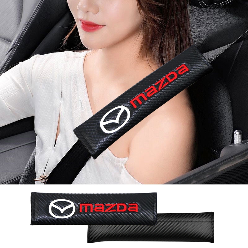 MAZDA 1 件汽車安全帶保護套透氣碳纖維安全肩墊適用於馬自達 5 6 323 626 RX8 CX5 CX-4 MX