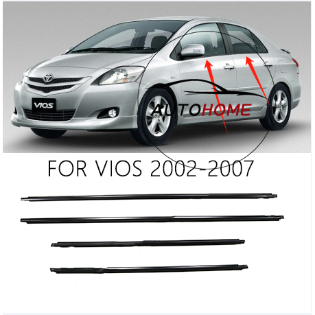1 套適用於 TOYOT A VIOS 2002 ~ 2007 擋風雨條窗戶密封條,車窗成型裝飾密封門外