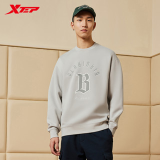 【特步 xtep】playingbig系列 | 2024春季 男大學t大學t新款寬鬆休閒籃球運動上衣長袖男裝圓領套頭衫