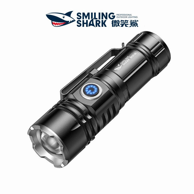 微笑鯊正品 SD5031 迷你強光手電筒 M60超亮手電筒 帶金屬夾強磁3檔Type-C充電防水戶外遠足跑步應急日常照明