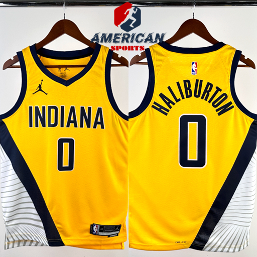 NBA 球衣印第安納溜馬隊 Pacers Haliburton Jersey黃色籃球球衣