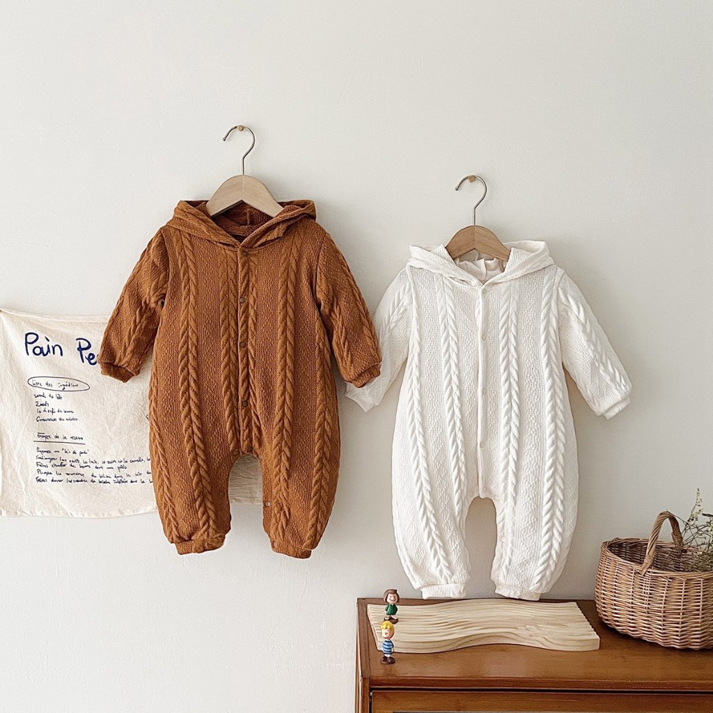 Sanlutoz 可愛冬季嬰兒服裝 嬰兒針織粗線毛衣保暖連帽連體衣