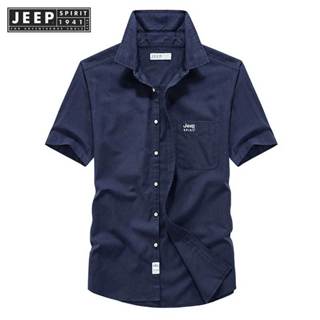 Jeep SPIRIT 1941 ESTD 高品質新款純棉法式正裝襯衫男士長袖商務合身休閒純色