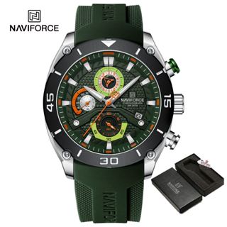 Naviforce 原創運動男士手錶數字鬧鐘男士時鐘 8038 矽膠錶帶防水夜光男士石英手錶 2024