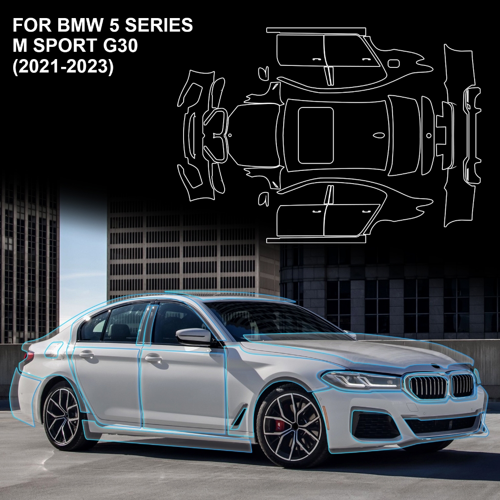 BMW 適用於寶馬 5 系 M Sport G30 2021-2023 汽車大燈貼紙 TPU 貼膜汽車前大燈貼膜 TPU