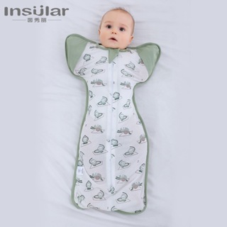 insular竹棉嬰兒襁褓巾睡袋寶寶透氣彈力防驚跳襁褓包巾可伸袖