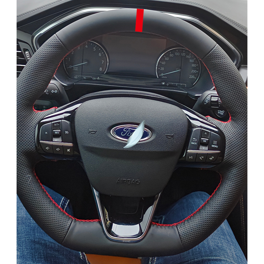 適用於Ford Fiesta方向盤套手縫 Focus Kuga Hatchback Focus ST定制方向盘套全包皮套