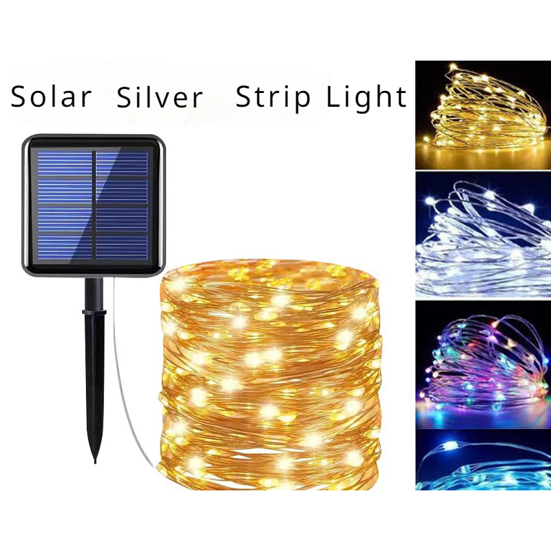 Led太陽能銅線燈串,8種閃爍模式彩燈,裝飾氛圍燈戶外防水銅線燈