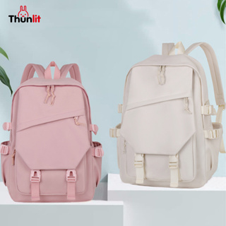 Thunlit College Backpack 純色拼色雙肩帶多口袋背包白色/粉色/黑色