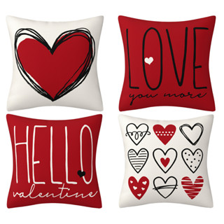 紅色棉麻枕套 Love 70x70.60x60.50x50.45x45.40x40。透氣沙發靠墊套。情人節床頭裝飾床上用
