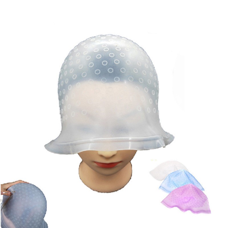 可重複使用的染髮帽突出染料帽白色磨砂帶掛鉤打頭顏色髮型梳妝造型工具