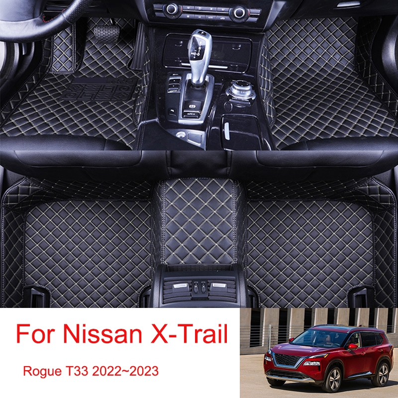 定制汽車腳墊適用於 Nissan X-Trail Rogue T33 2022~2023 人造皮革汽車地毯保護墊地毯防水
