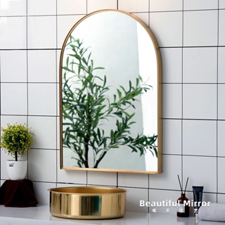 新款鏡 浴室鏡子 簡約北歐衛生間免打孔洗漱臺洗手間拱形壁掛化妝鏡子