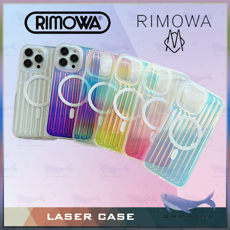 激光 RIMOWA 磁性手機殼 iphone 保護套適用於 13 14 15 Pro Max ip 手機外殼精品外殼