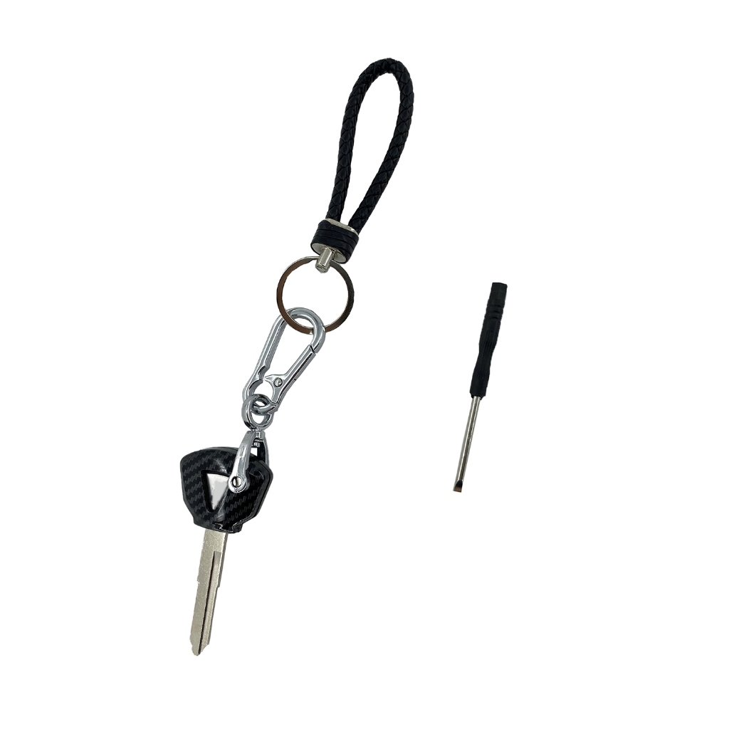 KAWASAKI 碳纖維鑰匙扣鑰匙圈未切割空白刀片鑰匙適用於川崎 ZX6R ZX9R ZX10R ZX12R ZX14R