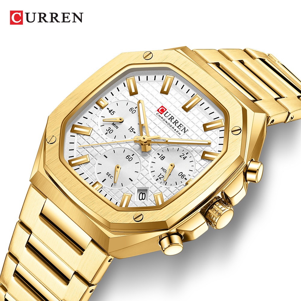 Curren頂級奢侈高端品牌時尚潮流獨特設計創意錶盤商務氣質石英防水多功能男士手錶8459 X