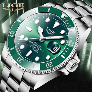 LIGE男士時尚手錶防水夜光計時手錶不銹鋼石英運動男生手錶