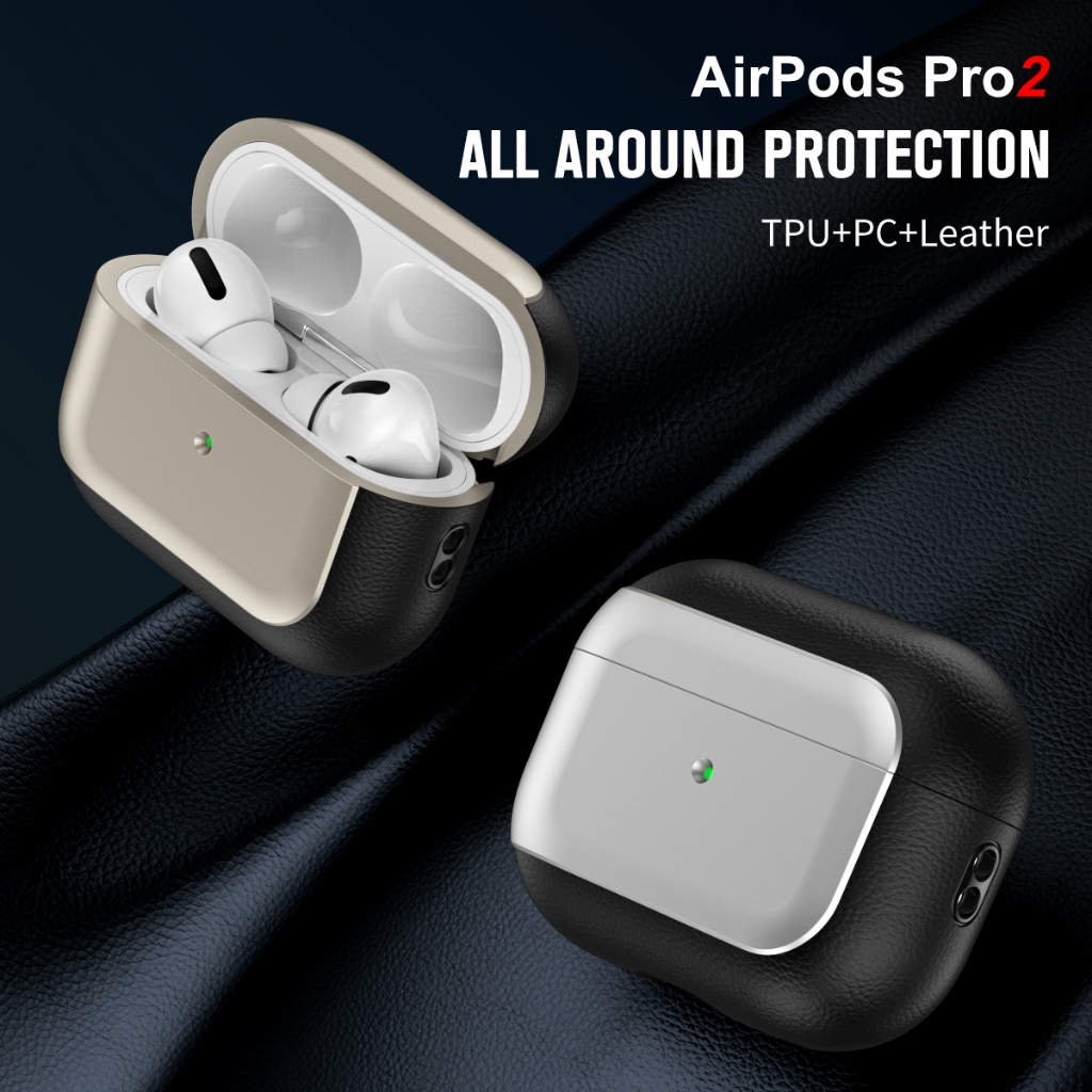 適用於 Airpods Pro 2 代 USB-C 保護套的鍍金皮革耳機盒適用於 Airpods 3 2 耳塞充電盒盒帶